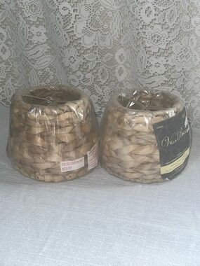 Villa Bacci Woven Seagrass Wicker Rattan Clip On MINI Lampshades Lot Of 2 NEW